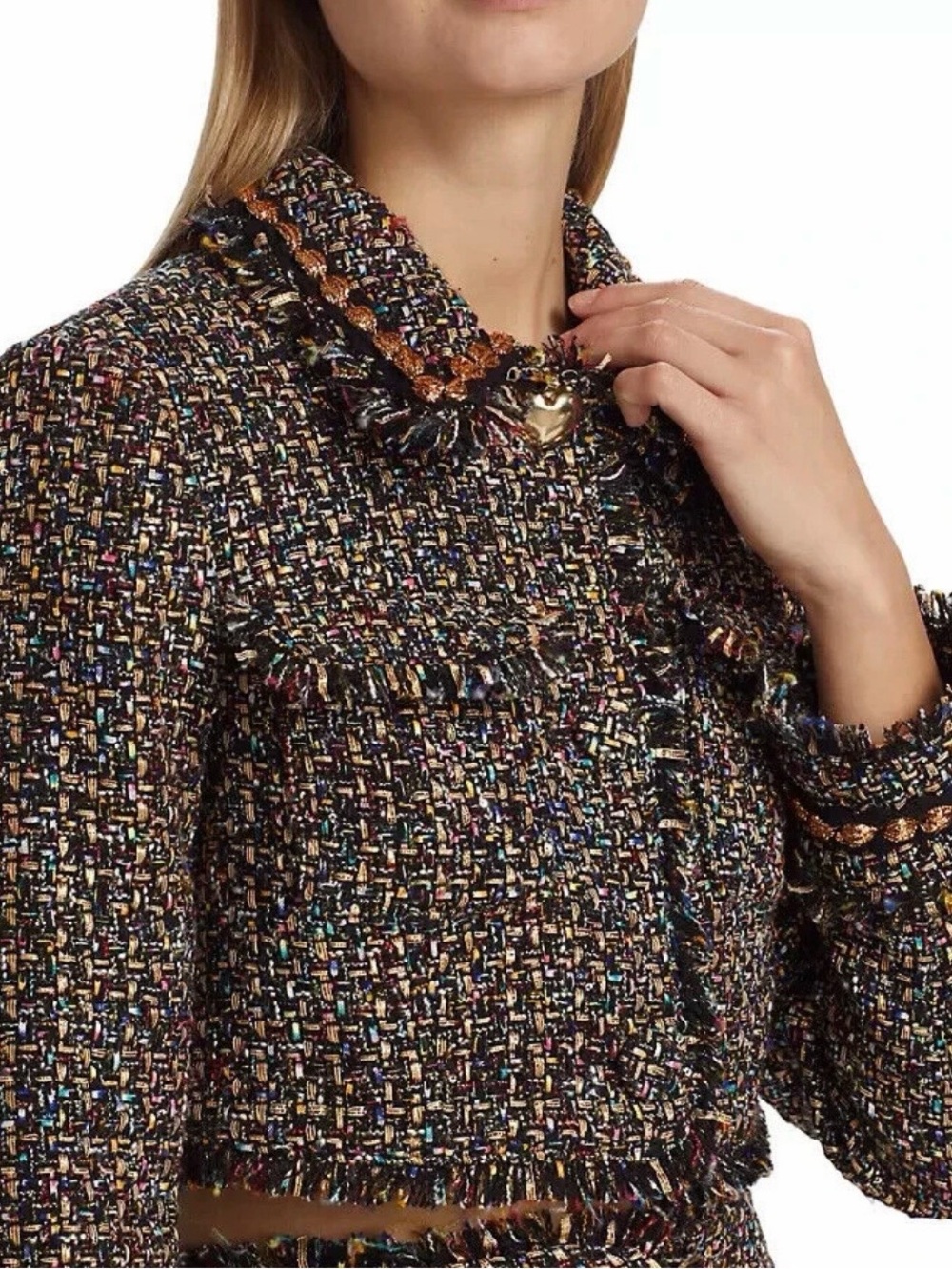 Cinq a Sept 'Odette' Cropped Confetti Tweed Jacket - Size 12 - Picture 3 of 11